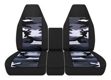 Front 40-20-40 Seat Covers Black And Camo Design Fits 1994-2002 Dodge Ram Truck Front 40-20-40 Seat Covers Black And Camo Design Fits 1994-2002 Dodge Ram Truck