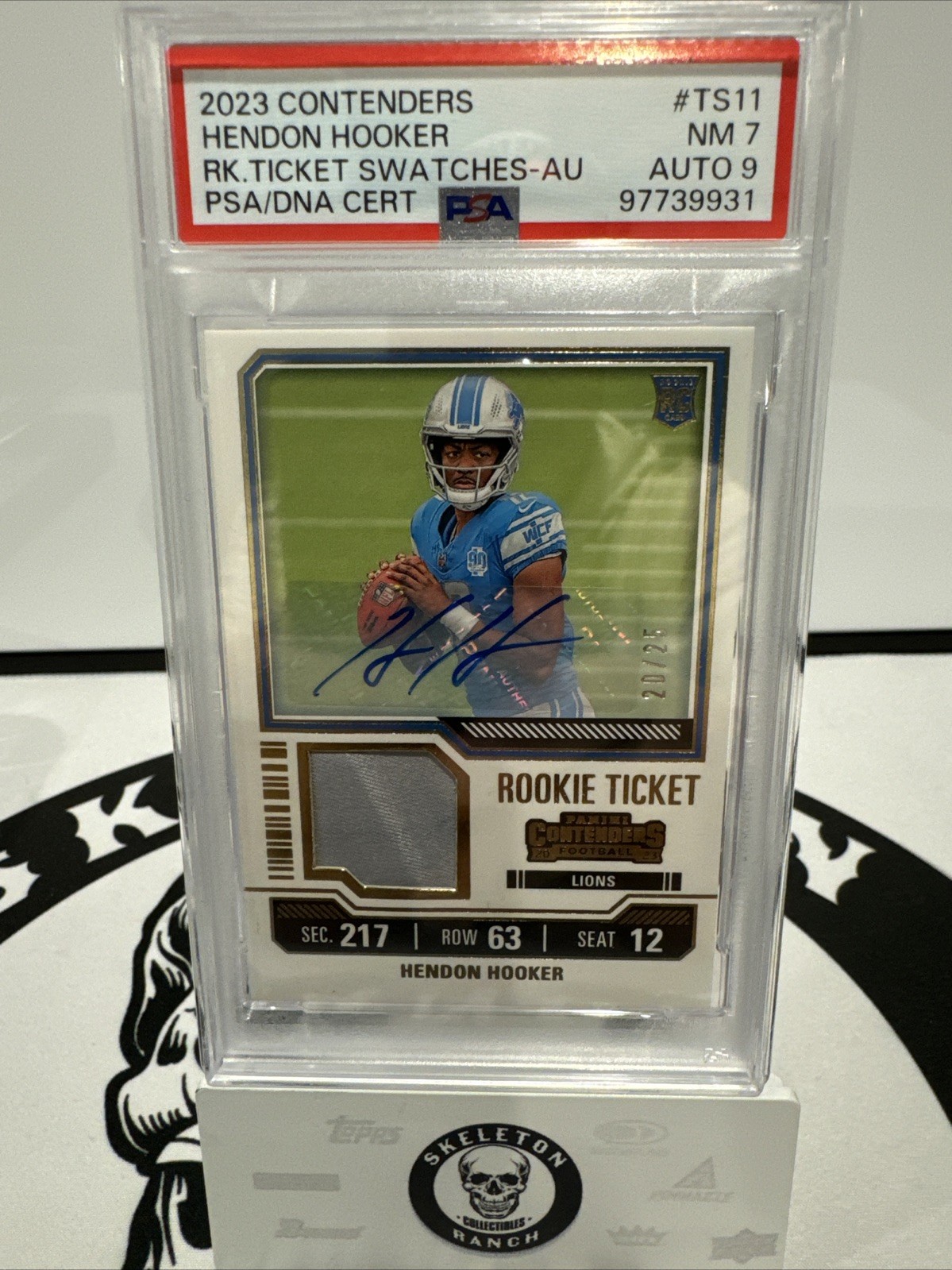2023 Contenders Hendon Hooker Rookie RC Ticket Swatch Auto Patch 20/25