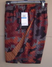 NWT 64 NIKE SWIM Mens M MANTRA CAMO 7" VOLLEY TRUNK SHORT Total Orange NESSC528
