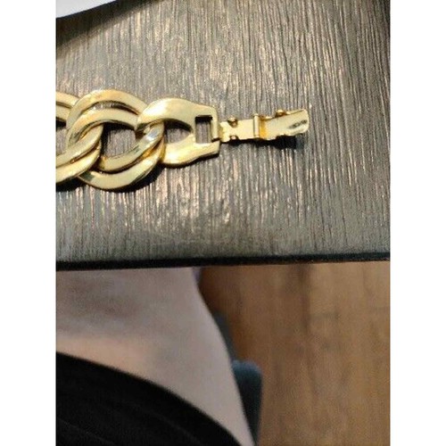 BEAUTIFUL AND ELEGANT NO MARK GOLD TONE NECKLACE DOUBLE CIRCLE LINKS NICE WEIGHT - Picture 4 of 5