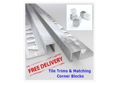 10x VROMA Tile Trims Box Shape Deep Brushed Chrome   *Matching Corner Blocks*