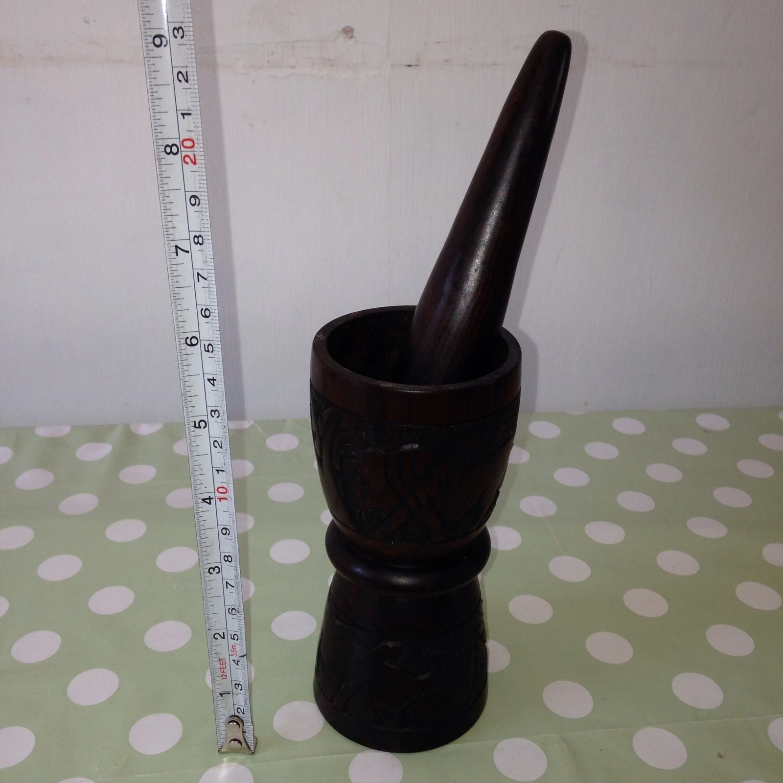 Carved Wood Pestle and Mortar Unique / Grind Spices Herbs / Great Present
