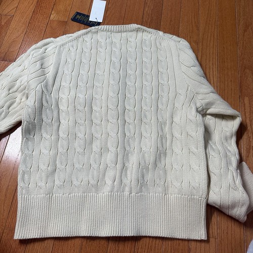 Polo Ralph Lauren Women's 100% Cotton Cable Knit Cardigan Sweater In Cream color - Picture 2 of 6