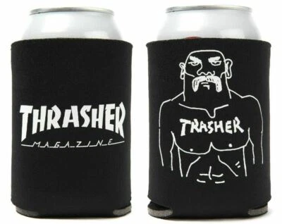 Thrasher SKATE MAG Skateboard CAN KOOZIE w/Art by Mark Gonzales BLACK