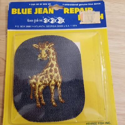 Vintage Sew On/Iron On Denim Jean Repair Patch Giraffe,70s  New