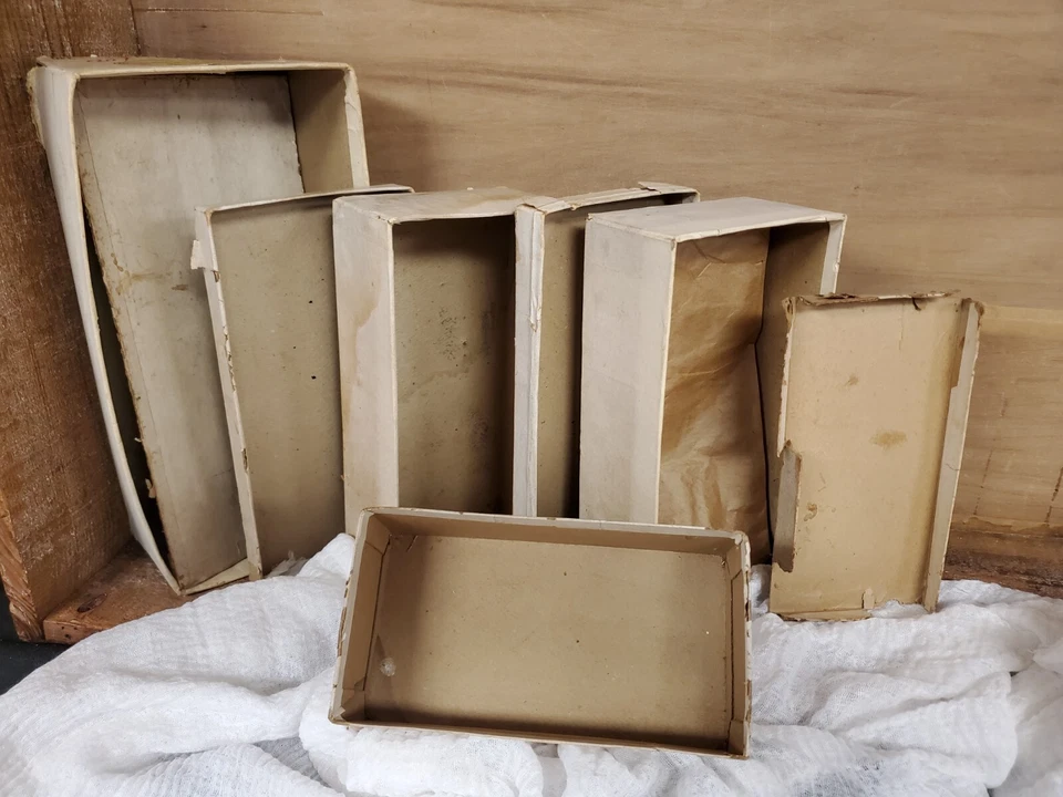 Lote de 4 cajas de exhibición de tienda general publicidad antigua vintage de 1900 Foto 4 de 4