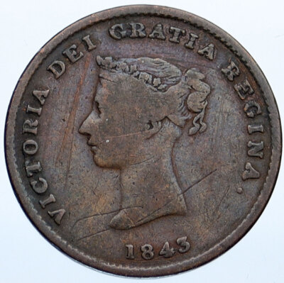ニューブランズウィック(カナダの州) 1843年(182年前) のペニー銅貨2点 ニューブランズウィック(カナダの州) 1843年(182年前) のペニー