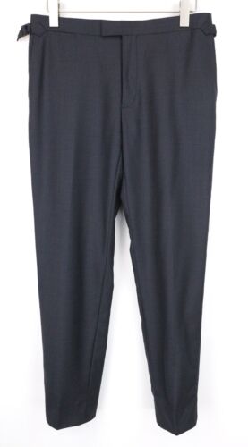 SUITSUPPLY Lazio Men Trousers UK38R Grey Pure Wool Lined Side Adjusters Pleated - Afbeelding 1 van 7