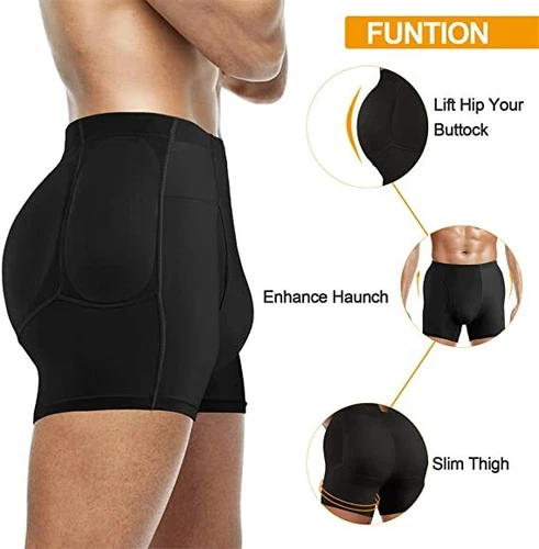 Herren gepolstert Body Shaper Höschen Po-Lifter Booty Hüftverstärker Bodyshort Unterwäsche - Bild 6 von 37