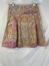 Vintage Womens J. McLaughlin paisley pleated Multicolor skirt 2 made in usa 90s