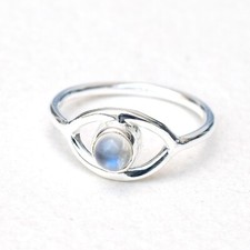 Tinny Moonstone Ring, Solid 925 Sterling Silver Moonstone Ring Size 6-M089