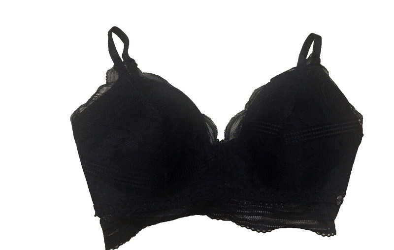LUCKY BRAND BLACK LACE BRA SIZE 34 C NO UNDERWIRE NYLON BLEND ADJUSTABLE STRAPS