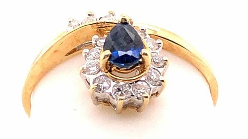 14 Karat Gelb- und Weißgold Saphir und Diamant Halo Ring 70,00 TDW 101-449 - Bild 7 von 8