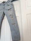 Excellent ZARA Mid Waisted Wide Leg Denim Jeans Distressed Size 4/36 Long Tall — photo 2