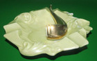 Vintage German Germany Porcelain Ashtray with Pipe Accent Gilded Iridescent — photo 4