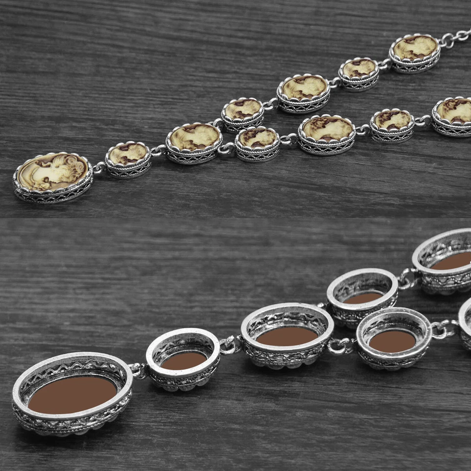 Conjuntos camafeo vintage de dama reina collar grande pendiente anillo pulsera joyería Foto 2 de 4