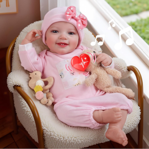 Lifelike Reborn Baby Dolls with Heartbeat and Coos Leen, 20-Inch Soft Baby Feeli