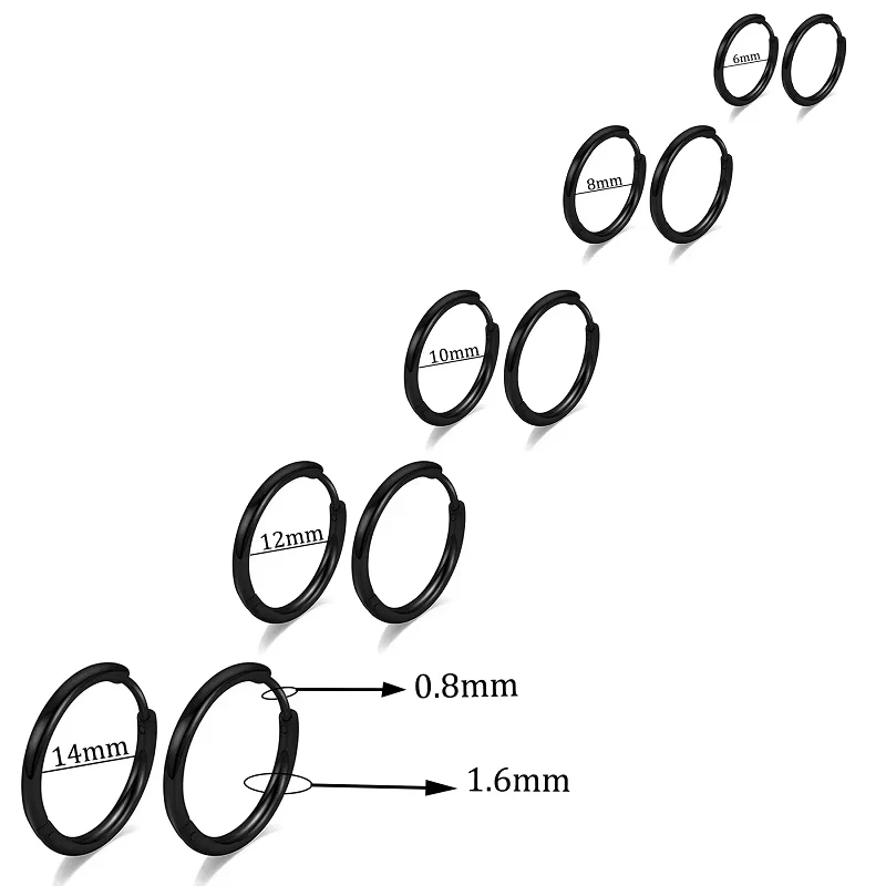 PAIR Silver Titanium Steel Huggie Cartilage Clicker Gold Lip Nose Hoop Earrings - Image 4 of 4