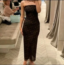 🤎 BEC & BRIDGE 🧡 CHECKMATE Strapless DRESS Size 6 AU Rrp $280