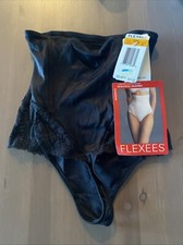 New Flexees LARGE Nylon Moderate Control SHAPER BLACK BRIEF Vintage Sz.S 2224