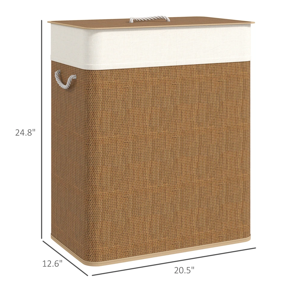 New Portable Laundry Hamper Cabinet Storage cabinet with Lid 26.4 Gallons Brown - Image 4 of 4