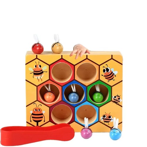 Busy Bees Wooden Color Matching Activity Game Ages 3+ - Picture 4 of 6