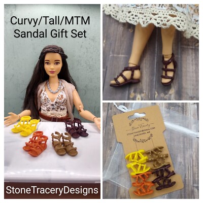 Sandals in Unique Colors for Barbie Dolls with Flat Feet