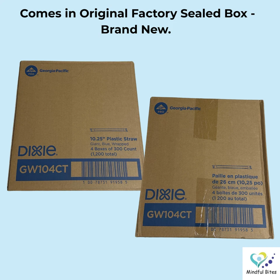 Pajitas de plástico Dixie 10,25" gigantes envueltas individualmente, azul, GW104, 1.200/ESTUCHE Foto 3 de 4