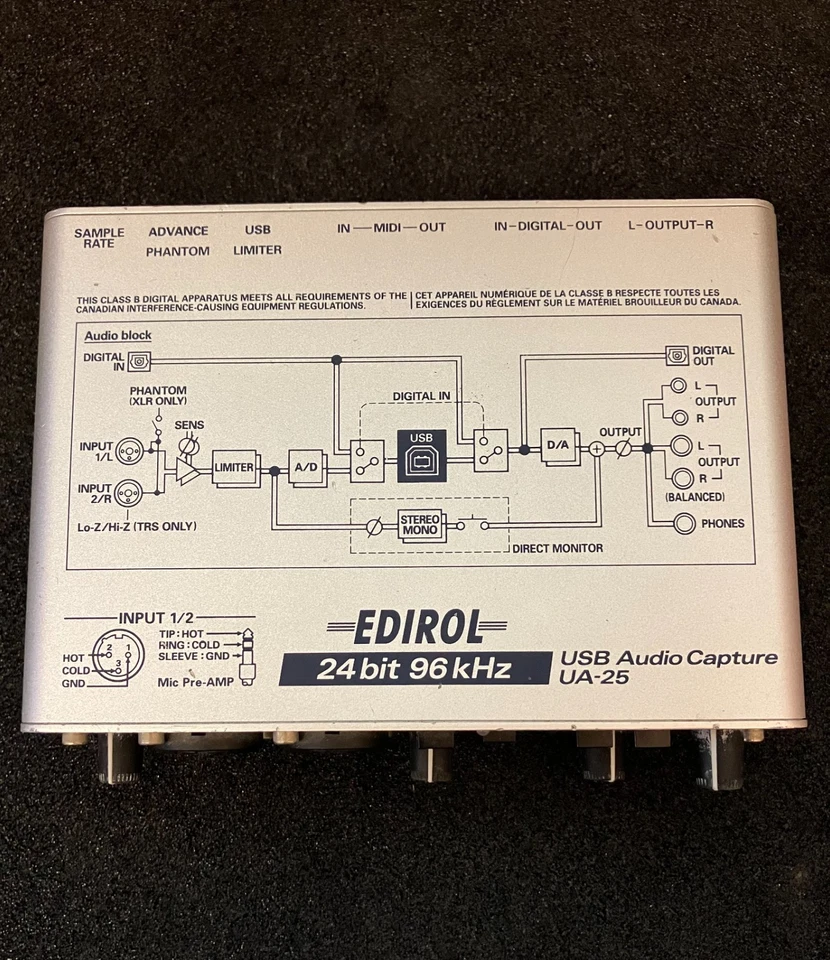 Roland Edirol UA-25 USB MIDI Interface Audio Capture 24bit 96kHz **AS IS** - Image 2 of 4