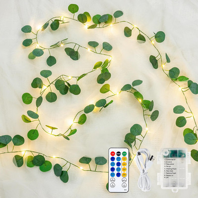 Eucalyptus Garland with 40 LED Fairy Lights, USB & Battery Powered