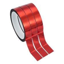 3 Pcs Metalized Polyester Film Tape 11/16 in x 55 Yard Glossy Red