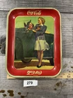 Vintage Coca Cola Tray 1942 Two Girls at Car Roadster Original Coke Serving Tray