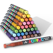 36 Colors Acrylic Paint Markers Set, Soft Brush Tip Pens for Rock, Wood, Canv...