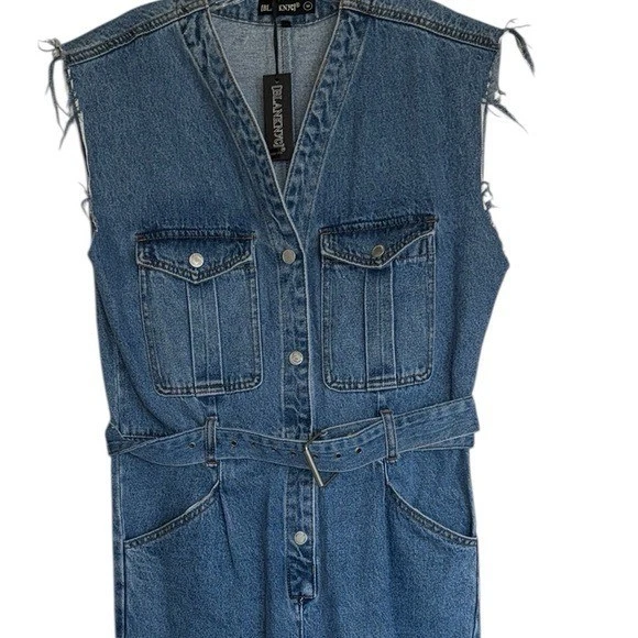 全新带标签 Blank NYC 女式复古短牛仔腰带连身裤 M — 第 4/4 张图片