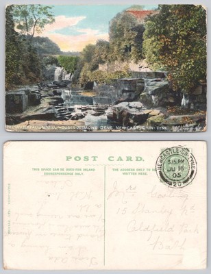s23885 Wasserfall Mühlenhäuser Jesmond Dene Newcastle-on-Tyne Postkarte 1905