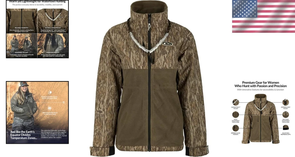 Chaqueta DRAKE Impermeable Mujer Eqwaderplus Cremallera Completa - Mediana, Patrón Roble Mossy Foto 2 de 4