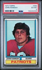 1974 Topps John Hannah #383 RC Football HOF Fresh Grade PSA 6 ROOKIE CARD. rookie card picture