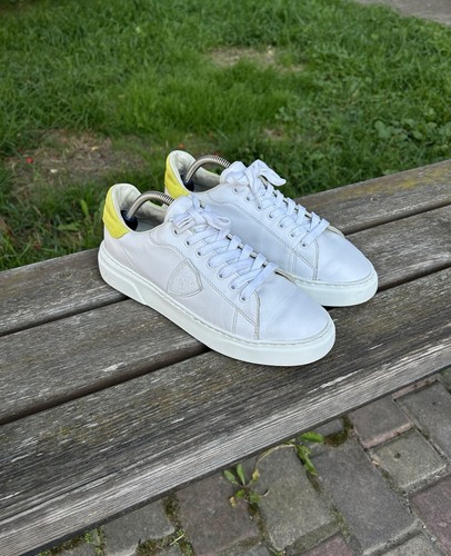 Philippe Model Temple Phantom Tennis While Lime Leather Sneakers EU 40 / US 9 Wm - Picture 1 of 24