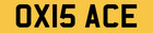 OX NUMBER PLATE PRIVATE REGISTRATION OX15 ACE PERSONAL REGISTRATION MARK ACE REG