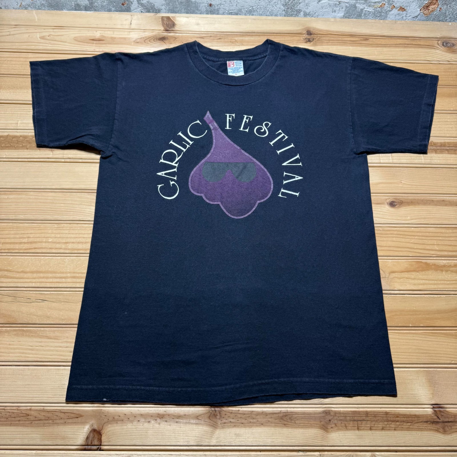 Vintage 90s Garlic Festival Vegetable Funny Graphic Souvenir T-Shirt USA - Large