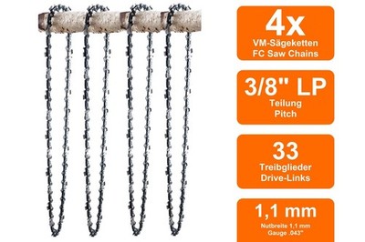 4 Sägeketten VM passend für Atika KSH710 | 20cm 3/8LP 33TG 1,1mm