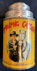Vintage 1950's Hopalong Cassidy Metal Thermos by Aladdin Glass Lined-no lid