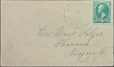 Billete de 3c Grand Forks Tp Niágara (Norte) Territorio de Dakota Doble Borde CDS 1883