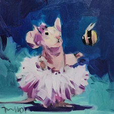 Jose Trujillo Fine Art PRINT 16x16" Collectible Artist Ballerina Mouse Painting