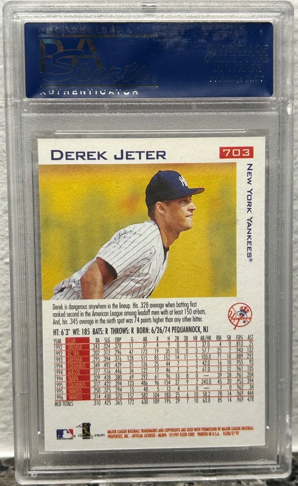 1997 Fleer Derek Jeter #703 Encore PSA 10 SP YANKEES - Image 2 of 2