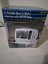 Spectra 5'' 52-BWR Portable Black and White TV w/ AM/FM Radio Camping RV Travel