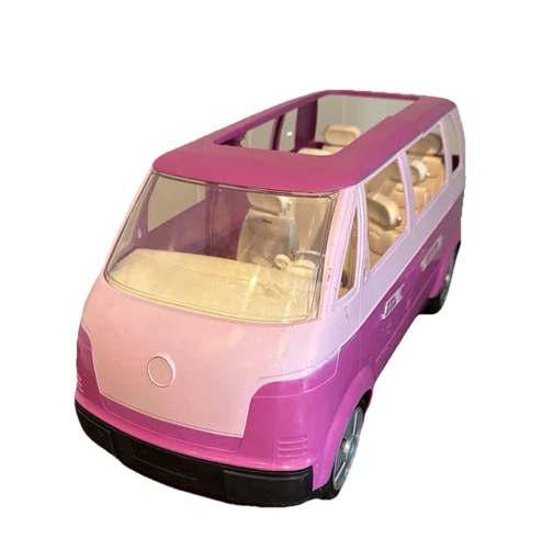 Mattel BARBIE Pink Volkswagen MicroBus Van - Horn & Door DO work. Vintage 2002
