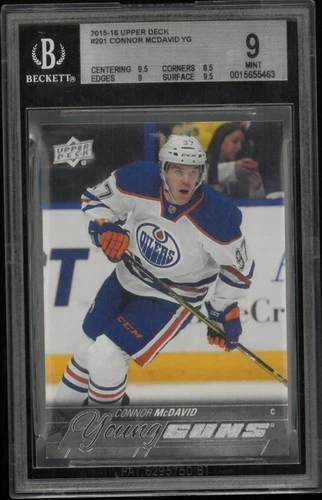 Connor McDavid Young Guns Rookie BGS 9 w/2 9.5 RC 2015-16 15-16 UD Upper Deck
