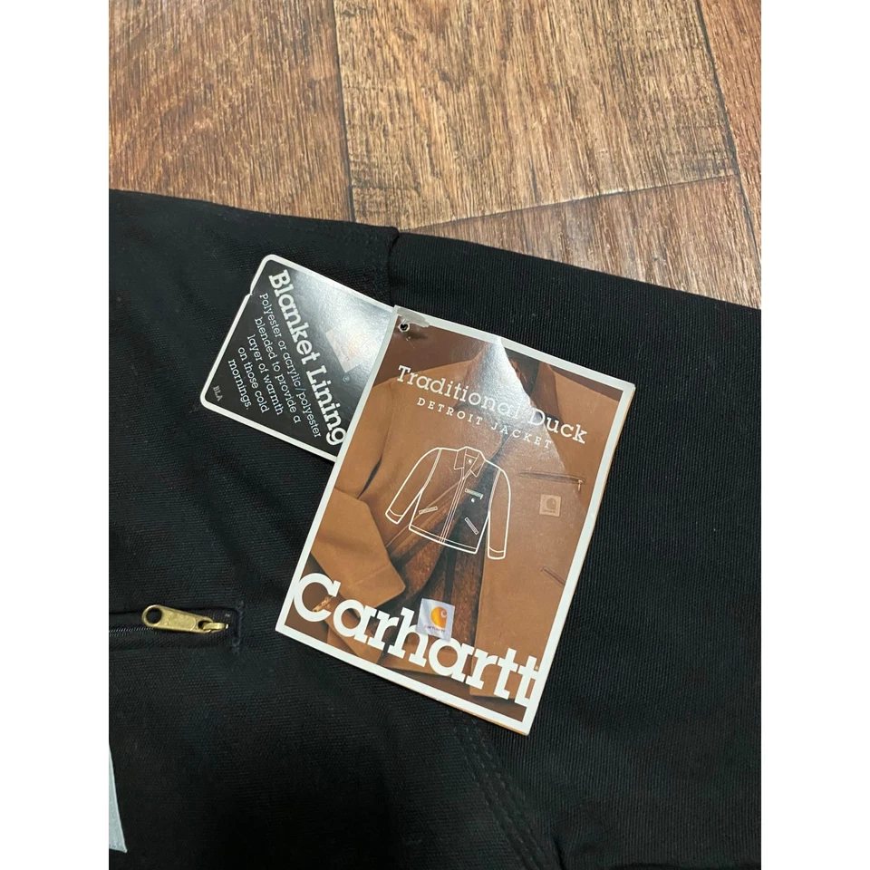 Carhartt J01 BLK Traditional Duck Detroit Jacket Black Blanket Lined Tall 48 - Image 2 of 4