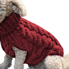 Dog Clothes Fashiom Solid Winter Dog Sweater Knitted Warm Sleeveless Pet Size M